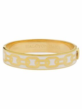 Halcyon Days Chain and Cream Gold Hinged Bangle Bracelet